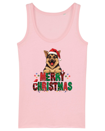 cu urări de Crăciun si cățel Ciobănesc german Cotton Pink