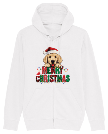 cu urări de Crăciun si cățel Golden Retriever White
