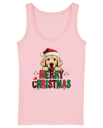 cu urări de Crăciun si cățel Golden Retriever Cotton Pink