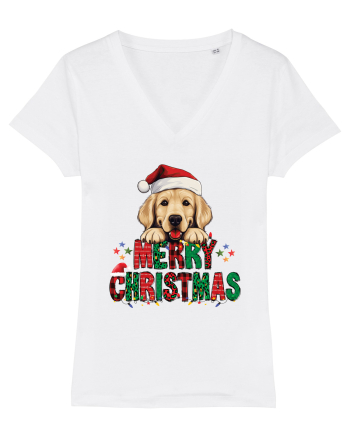 cu urări de Crăciun si cățel Golden Retriever White