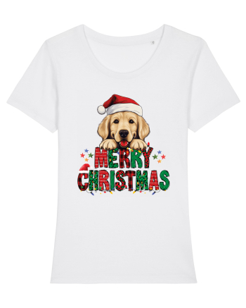 cu urări de Crăciun si cățel Golden Retriever White