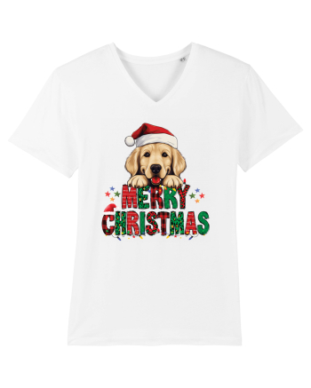 cu urări de Crăciun si cățel Golden Retriever White