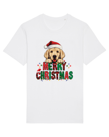 cu urări de Crăciun si cățel Golden Retriever White