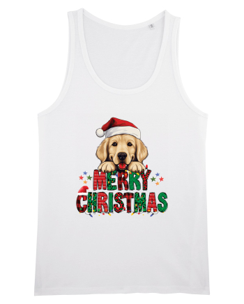 cu urări de Crăciun si cățel Golden Retriever White