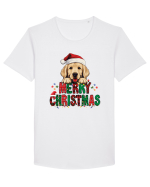 cu urări de Crăciun si cățel Golden Retriever Tricou mânecă scurtă guler larg Bărbat Skater