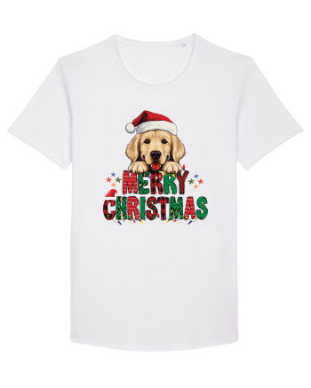 cu urări de Crăciun si cățel Golden Retriever White