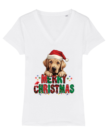 cu urări de Crăciun si cățel Labrador Retriever White