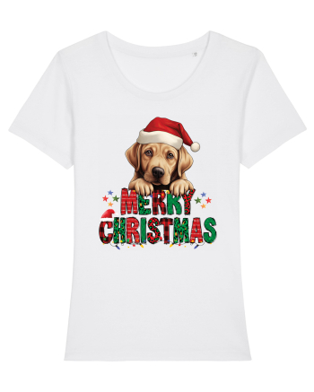 cu urări de Crăciun si cățel Labrador Retriever White