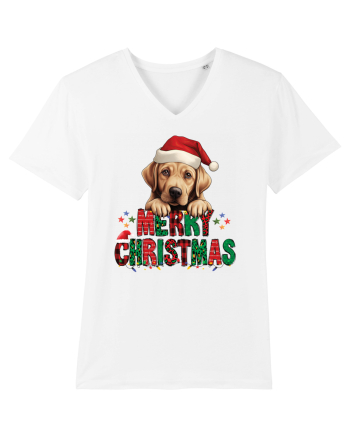 cu urări de Crăciun si cățel Labrador Retriever White