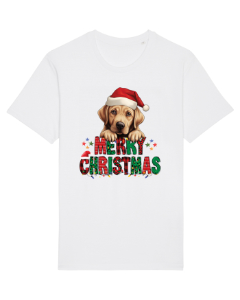 cu urări de Crăciun si cățel Labrador Retriever White