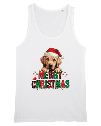 cu urări de Crăciun si cățel Labrador Retriever White