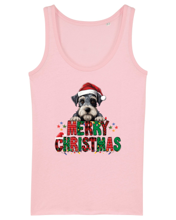 cu urări de Crăciun si cățel Schnauzer pitic Cotton Pink