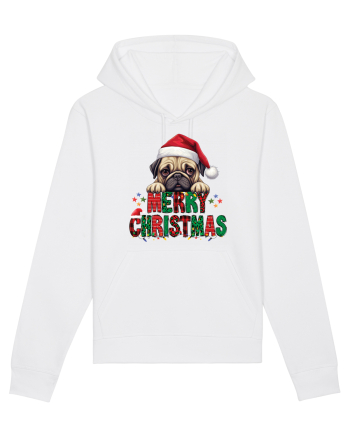 cu urări de Crăciun si cățel Pug White