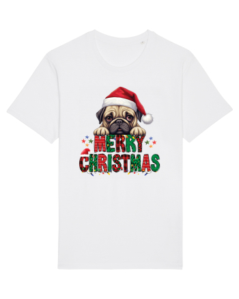 cu urări de Crăciun si cățel Pug White