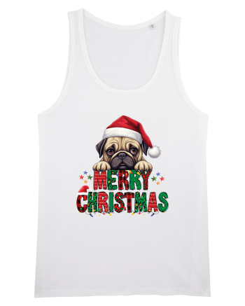cu urări de Crăciun si cățel Pug White