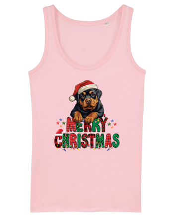 cu urări de Crăciun si cățel Rottweiler Cotton Pink