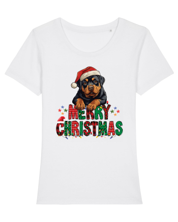 cu urări de Crăciun si cățel Rottweiler White