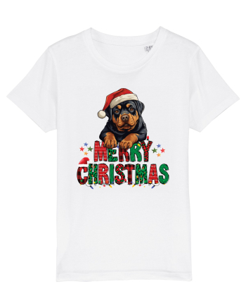 cu urări de Crăciun si cățel Rottweiler White