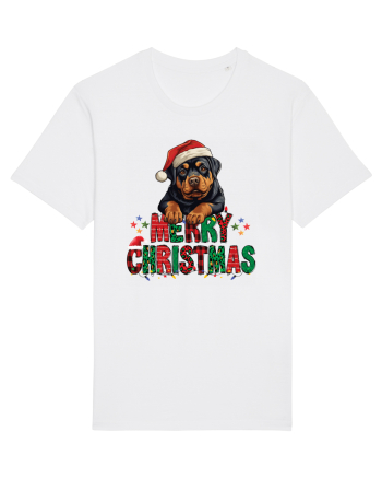 cu urări de Crăciun si cățel Rottweiler White