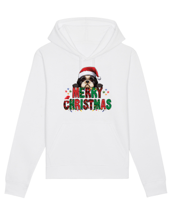 cu urări de Crăciun si cățel Shih Tzu White