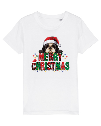 cu urări de Crăciun si cățel Shih Tzu White