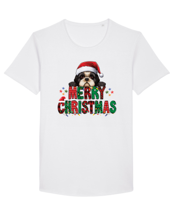 cu urări de Crăciun si cățel Shih Tzu White