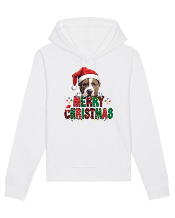 cu urări de Crăciun si cățel Staffordshire Terrier White
