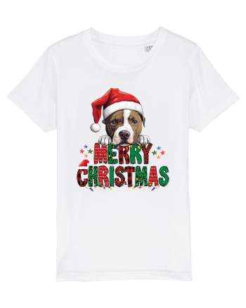 cu urări de Crăciun si cățel Staffordshire Terrier White
