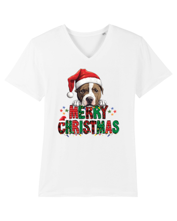 cu urări de Crăciun si cățel Staffordshire Terrier White