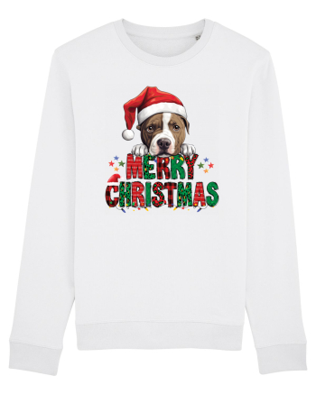 cu urări de Crăciun si cățel Staffordshire Terrier White