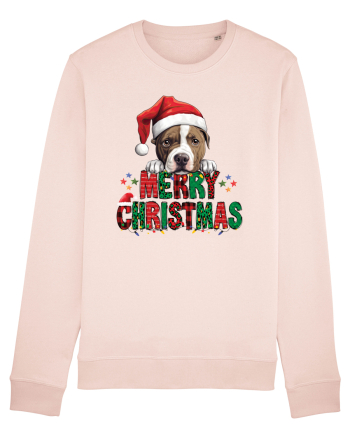 cu urări de Crăciun si cățel Staffordshire Terrier Candy Pink