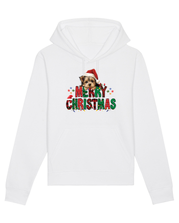 cu urări de Crăciun si cățel Yorkshire Terrier White