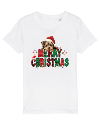cu urări de Crăciun si cățel Yorkshire Terrier White