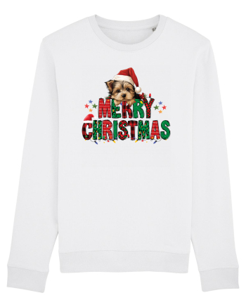 cu urări de Crăciun si cățel Yorkshire Terrier White