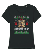 amuzant cu motive de Crăciun - Christmas got stolen Tricou mânecă scurtă guler larg fitted Damă Expresser
