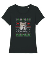 amuzant cu motive de Crăciun - Christmas! Tricou mânecă scurtă guler larg fitted Damă Expresser