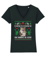 amuzant cu motive de Crăciun - Oh Christmas tree your ornaments are history Tricou mânecă scurtă guler V Damă Evoker