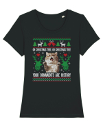 amuzant cu motive de Crăciun - Oh Christmas tree your ornaments are history Tricou mânecă scurtă guler larg fitted Damă Expresser