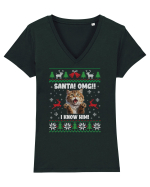 amuzant cu motive de Crăciun - Santa OMG I know him Tricou mânecă scurtă guler V Damă Evoker