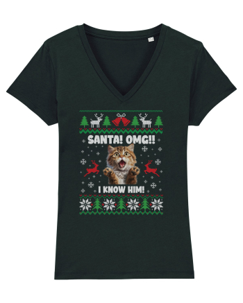 amuzant cu motive de Crăciun - Santa OMG I know him Black
