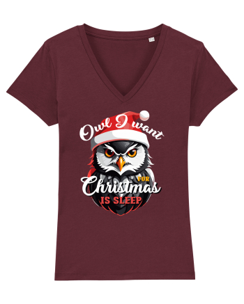 Owl I want for Christmas is sleep Burgundy