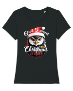 Owl I want for Christmas is sleep Tricou mânecă scurtă guler larg fitted Damă Expresser