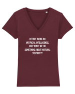 Do something about natural stupidity Tricou mânecă scurtă guler V Damă Evoker