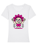 Mad Flower Tricou mânecă scurtă guler larg fitted Damă Expresser