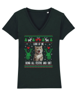 amuzant cu motive de Crăciun - Look at me being all festive Tricou mânecă scurtă guler V Damă Evoker