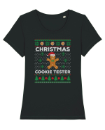 amuzant cu motive de Crăciun - Christmas cookie tester Tricou mânecă scurtă guler larg fitted Damă Expresser