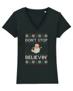 amuzant cu motive de Crăciun - Do not stop believing Tricou mânecă scurtă guler V Damă Evoker