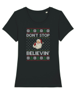 amuzant cu motive de Crăciun - Do not stop believing Tricou mânecă scurtă guler larg fitted Damă Expresser