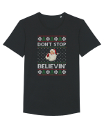 amuzant cu motive de Crăciun - Do not stop believing Tricou mânecă scurtă guler larg Bărbat Skater