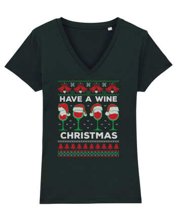 amuzant cu motive de Crăciun - Have a wine Christmas Black